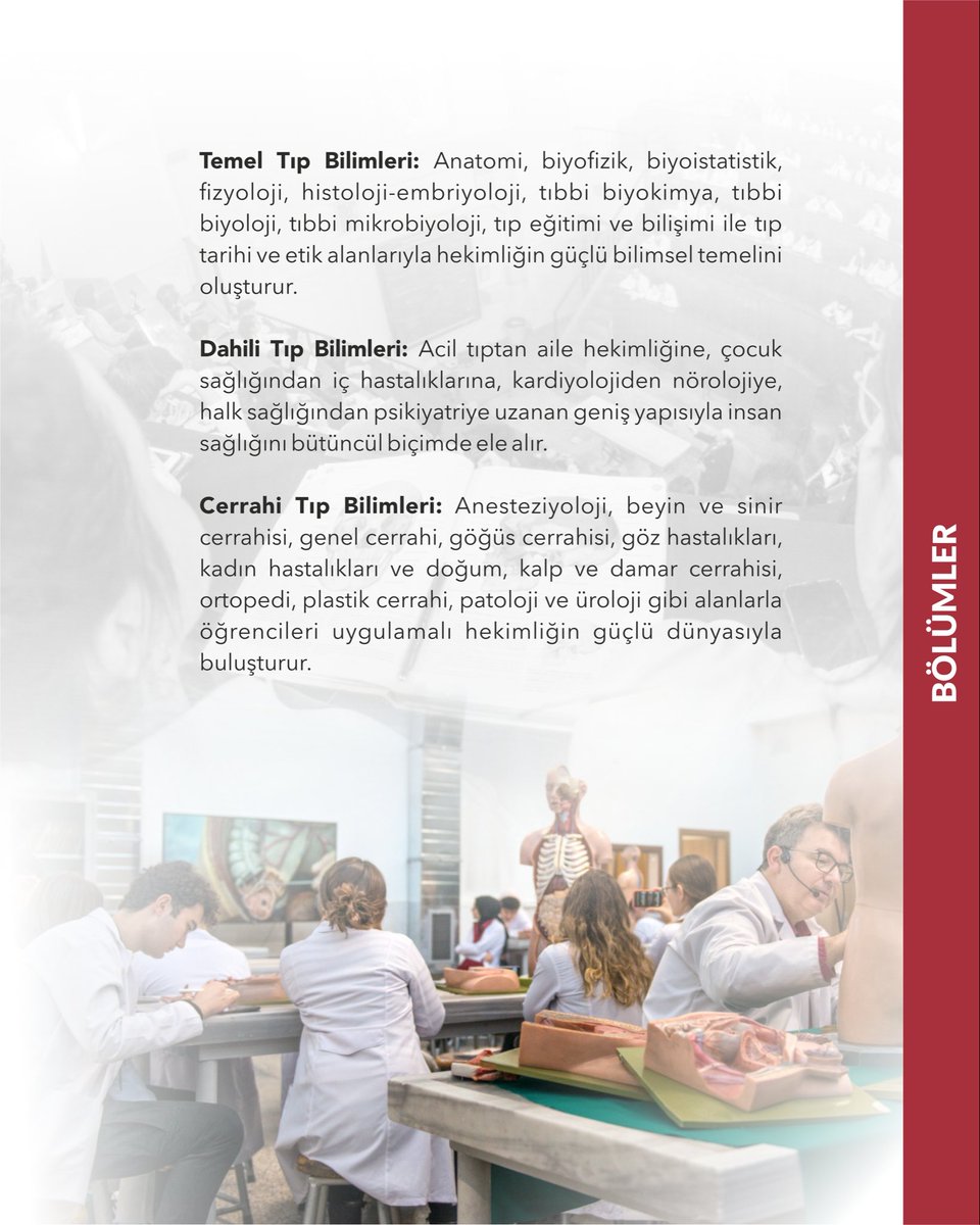 AnkaraUni's tweet photo. Ankara Üniversitesi Tıp Fakültesi; köklü geçmişi, güçlü akademik birikimi ve uygulama olanaklarıyla öğrencilerini hekimlik mesleğinin bilgi, emek ve sorumluluk gerektiren yolculuğuna hazırlar.

Burada her ders, insan sağlığına uzanan bir adım; her deneyim, yaşama değer katan bir sorumluluktur.

Düş’ün Ötesi Ankara Üniversitesi