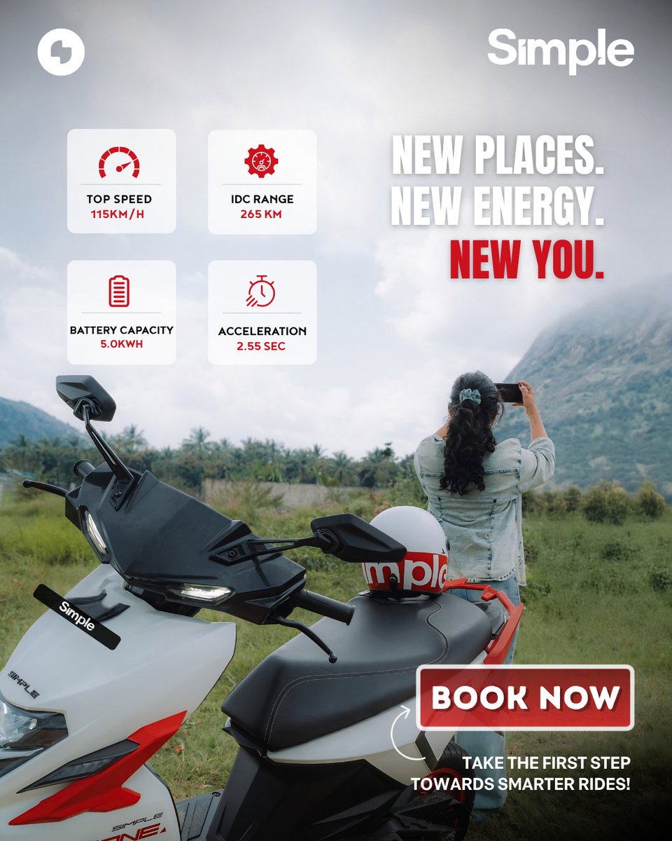 Simple_Nagpur's tweet photo. When life gets complicated, ride till it feels Simple again.⚡🛵

Some roads lead to destinations. Others lead to memories. 

📍Visit the Simple Energy Store, Gawande Layout, Nagpur
📞+91 77220 99981

Book your test ride today and feel the future.

#SimpleOne #Nagpur #BookNow https://t.co/TgaDndVWJz