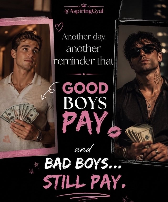 AspiringGyal's tweet photo. ✨ Another day, another reminder… good boys pay 💸
bad boys still pay 💸
and this queen collects either way 😌💅 https://t.co/U86pmWBL8q