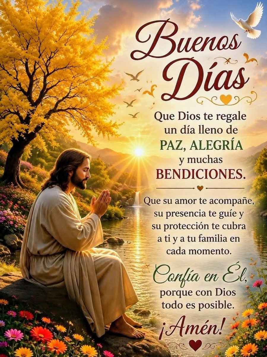 jalisco52's tweet photo. Padre Celestial, concédenos un día lleno de paz, alegría y muchas bendiciones. 
Que tu amor nos acompañe, tu presencia nos guíe y tu protección nos cubra en cada momento.
Amén https://t.co/EE2FA10GPa