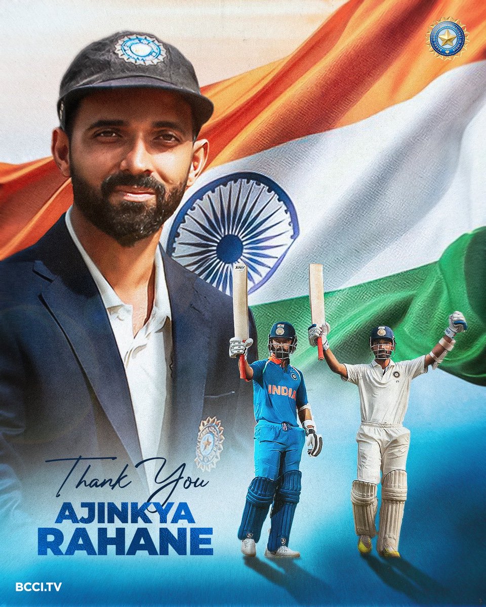 VVSLaxman281's tweet photo. Congratulations @ajinkyarahane88 on an outstanding career👏Your calm, inspiring leadership in India’s historic 20–21 series win in Australia will always be remembered. A disciplined, selfless and hardworking team man. Wishing you success and happiness in your next chapter and second innings. God bless and all the very best🤗🤗