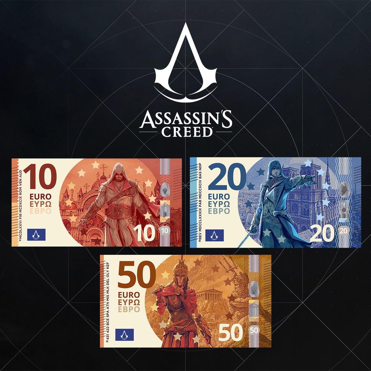 assassinscreed's tweet photo. Did someone say EUROPEAN banknotes? 💶

Hold our hidden blade.🦅 https://t.co/lWf71eSNtd