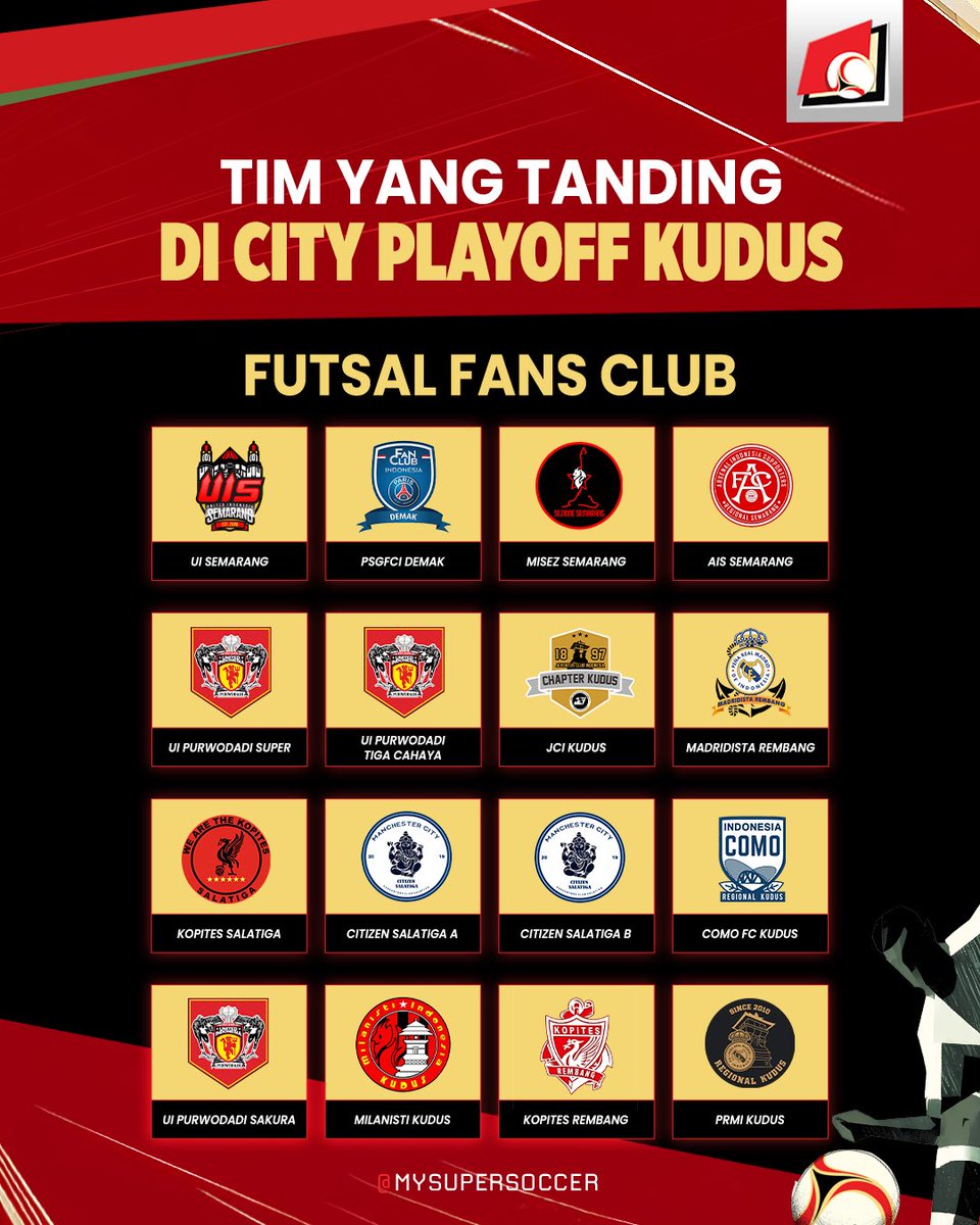 my_supersoccer's tweet photo. Weekend ini City Playoff Euro Futsal Championship 2026 bakal mampir ke Kudus, cuy!
Coba mention tim yang lo yakin bakal lolos ke Final Regional. Let’s go!
#SUPERLIVE
#SUPERSOCCER
#INIRASANYASUPER
#EUROFUTSALCHAMPIONSHIP https://t.co/pmTbHwNu7W