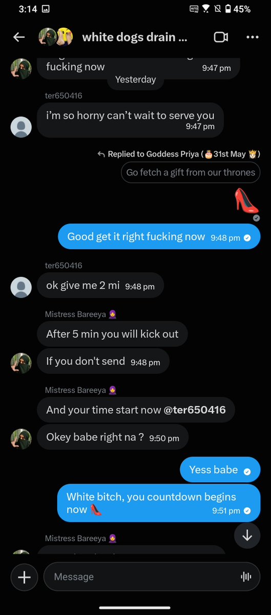 dommepriya's tweet photo. This weak old white piggy is throbbing and desperate for my feet and my hijabi 🧕 bestie @findombareey feet .  
We use him, drain every last cent till he’s broke, then kick his pathetic ass out of the group.  
His entire generation’s money gone in 5 min.  
Worthless white paypig. https://t.co/z6fRfsouUe
