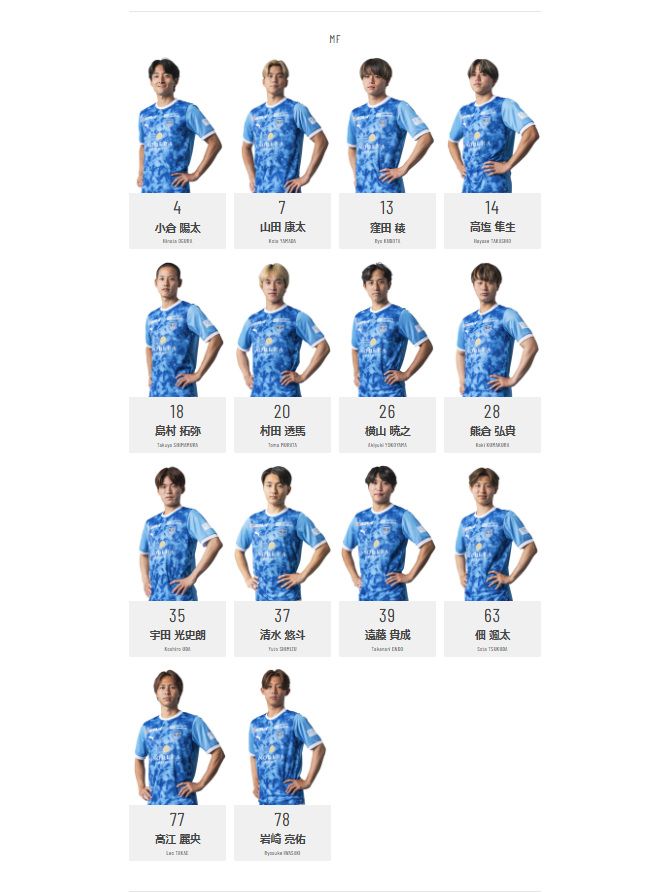 yokohama_fc's tweet photo. 🔵選手・スタッフページリニューアル🔵

横浜FC公式サイト内の選手ページを2026/27シーズン仕様に更新しました！

全選手のプロフィールやアンケートも公開中✨
ぜひご覧ください👀

▶️https://t.co/31p8P4GtaW

#yokohamafc 
#HAMASPIRIT