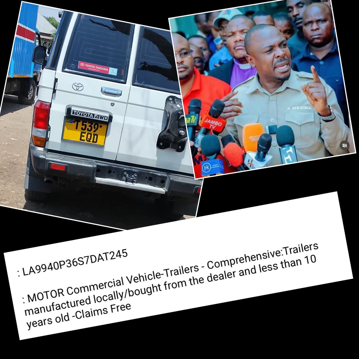 MariaSTsehai's tweet photo. ‼️🚨GARI LA WATEKAJI BADO WANAMFUATILIA HECHE ‼️
Wapumbavu hawa leo wameamka tena wanamfuatilia na wamebadili plate number ni ya Semi trailer 🙄
@tanpol msije kukataa hili suala ni lenu la Mafwele na Abdul pamoja na Sumai na wamepanga kumteka na kumwua Heche alafu waseme wale waliojitokeza kusema ajiuzulu ndo wamehusika! Akili za kishetani na kipumbavu! Msithubutu tushaieleza dunia! Hamtakaa kujificha! Mashetani wakubwa! 

Vehicle carrying state backed ABDUCTORS are trailing again today John Heche @HecheJohn with the intention of harming him first abducting then killing him - the claim it is internal Chadema strife! 
Yesterday this vehicle was identified with a fake plate number belonging to a Caterpillar vehicle. Today it bears the plate no of a semi trialer
This is the death squad funded by Abdul
Halim Ameir Hafidh and ran by Faustin Mafwele and this plot is theirs! Sick people!
Let this be noted
@commonwealthsec @SenTedCruz @SenatorShaheen @SenateForeign @SFRCdems @FCDOGovUK @WorldBankAfrica @IMFAfrica @Europarl_EN @davidmcallister @IntlCrimCourt @US_SrAdvisorAF @StateDeptARS @StateDept