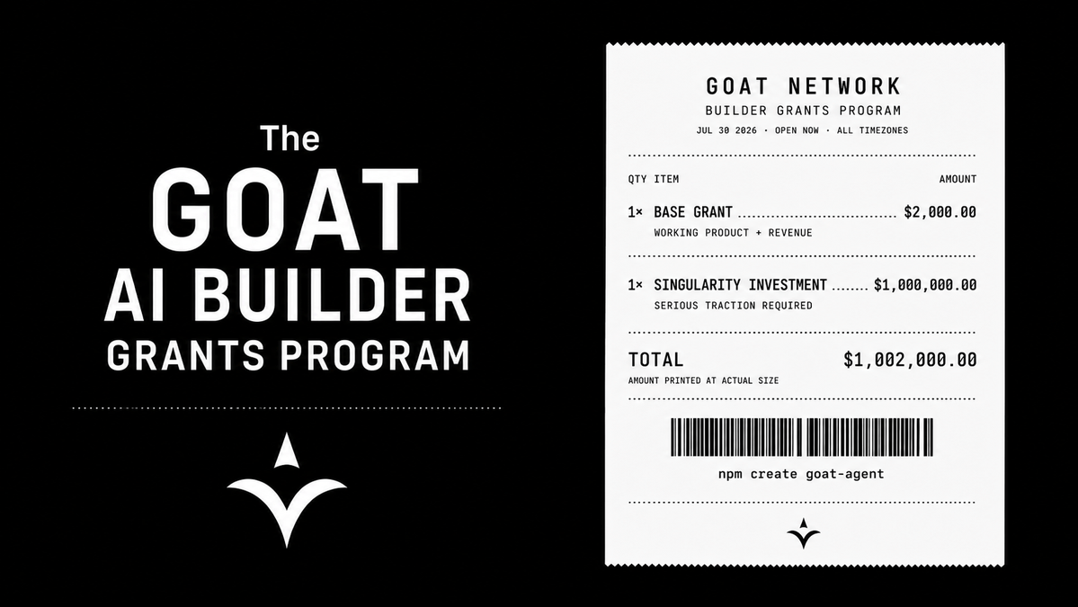 GOATNetwork's tweet photo. AI agents transacting with each other have no basis for trust. They can't sue, vet reputation, or rely on brand. 

The only trust primitive between software is cryptographic verification.

The only settlement layer with the neutrality and weight to anchor it is Bitcoin. https://t.co/5pWNcQmBbM