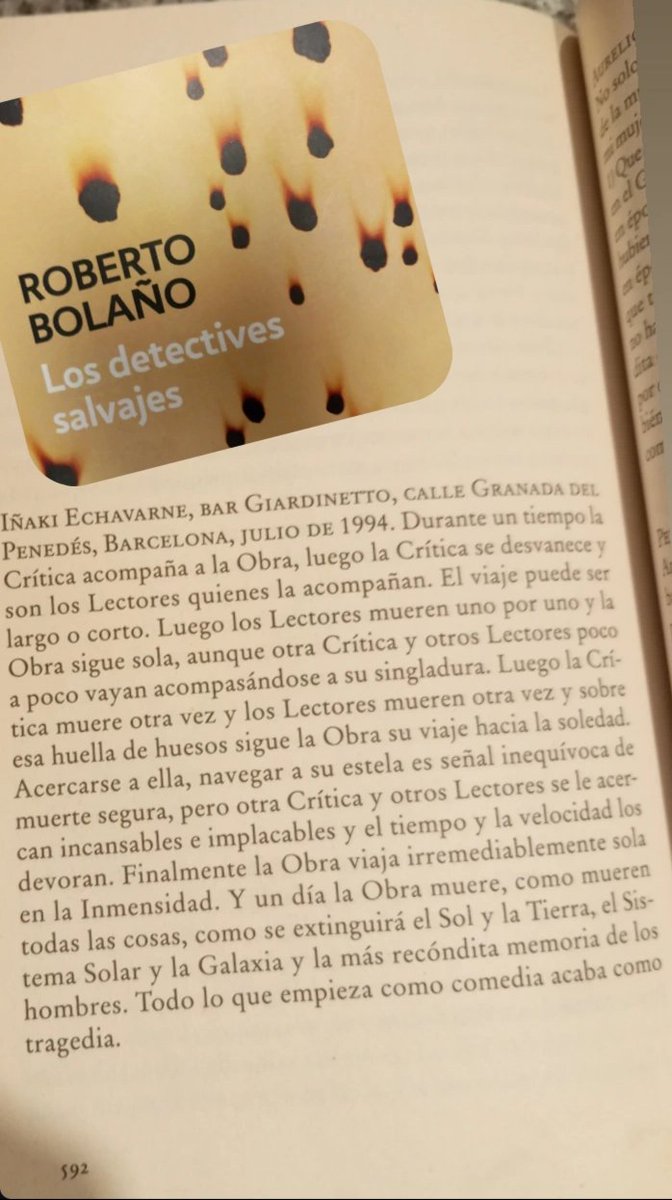MauroCastroP's tweet photo. @feguz77 A propósito, recordé lo que acá describe, brillantemente, Bolaño. No habla de resurrección, pero sí del viaje de la obra. https://t.co/MpVY7WECGx