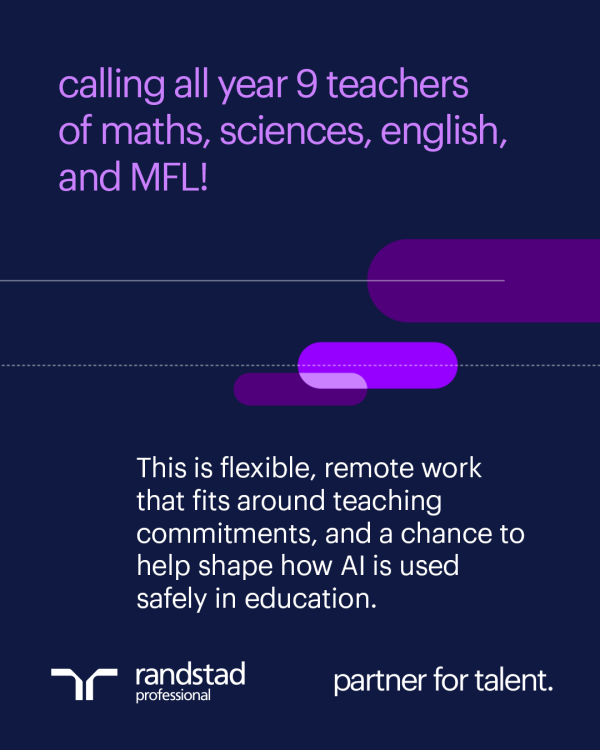 hazelbaxter45's tweet photo. Your classroom experience is needed for a new project working with the Incubator for Artificial Intelligence (iAI) and the Department for Education.

Randstad is recruiting experienced teachers to co-design AI tutoring tools, as part of our ambition to bring safe, proven and... https://t.co/EoikIBw1WJ