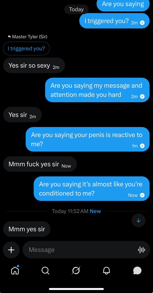 MasterTylerXXX's tweet photo. Who knew that just a simple message would go right to your penis. 

Haha, well, I guess I would. 

Message me. https://t.co/wy8s6687CR