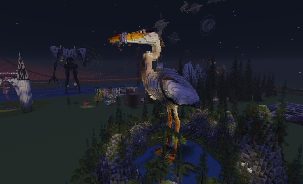cheebaschicken's tweet photo. the heron #minecraft #minecraftbuild https://t.co/cL6eZRpYKa