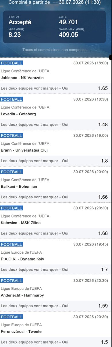 MrKokane31's tweet photo. #BttsTime 🇪🇺
5 matchs 👉🏻Côte 14
8 matchs 👉🏻 Côte 49.7
Ça reste du fun histoire de 😅
#Teamkokane #TeamParieur https://t.co/SOQbpI9fVV