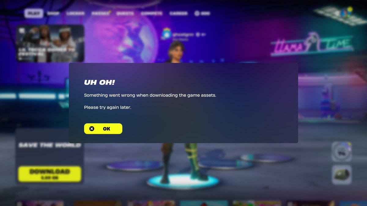 Fortnite_STW's tweet photo. Save the World is currently unplayable on PlayStation due to the new Add-On update. https://t.co/I9LyJIZXXn