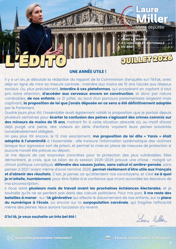 Laure_Miller's tweet photo. 📨 Retrouvez mon bulletin d’information du mois de juillet : https://t.co/iqfzpSY4mz
Bonne lecture et si vous souhaitez la recevoir par mail, écrivez moi : laure.miller@assemblee-nationale.fr 👋 https://t.co/LDeVzGoLGW