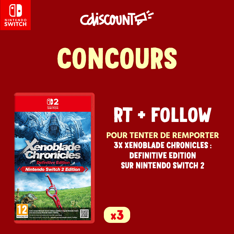 Cdiscount's tweet photo. 🎁 CONCOURS
 ⚔️ Prêts pour l'une des plus grandes aventures JRPG de tous les temps ?
 
✅ RT + FOLLOW @Cdiscount pour tenter de remporter 3 jeux ''Xenoblade Chronicles : Definitive Edition'' sur Nintendo Switch 2

⏳ TAS le 10/08 https://t.co/OOF4sxhixF