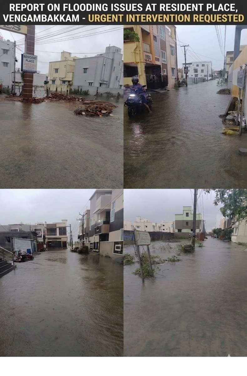 voiceoftwarwa's tweet photo. 🚨 Every monsoon, Vengambakkam – Anuram Nagar &amp; nearby layouts face the same flood issue. No proper rainwater outflow channel causes water stagnation and enters homes. Multiple complaints to authorities, but only assurances. Request permanent stormwater solution before next rain. https://t.co/ClhJmBMkcx