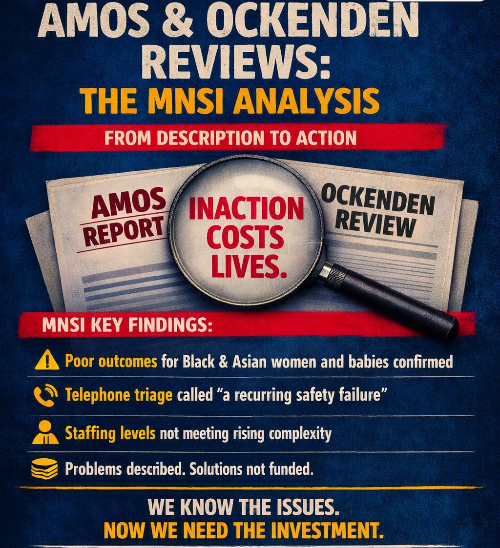 BAMEMaternity's tweet photo. The @MNSIuk has analysed the Amos and Ockenden reviews.

Its verdict: institutions describe inequalities well. They fund solutions poorly. 🧵

Source: Mnsi - https://t.co/Xu15xxPwgB https://t.co/ChZgHcUl3B