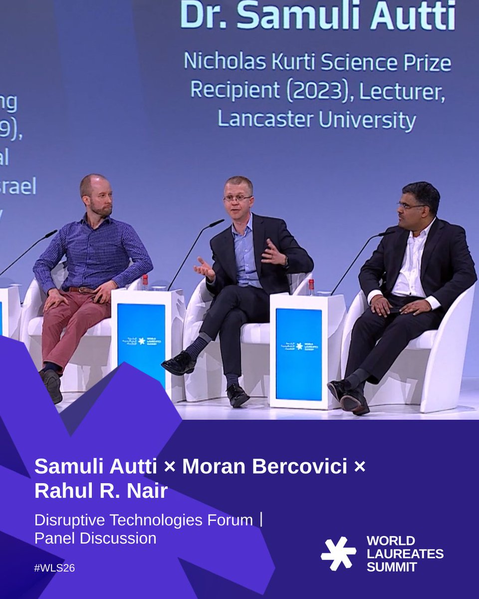 WLA_summit's tweet photo. Addressing an #AI-obsessed audience at the 2026 #WLS, Lancaster physicist Samuli Autti and #Nobelist William Kaelin Jr. delivered a stark warning on the fragility of fundamental science.
Autti cautioned that overselling quantum computing or #AI to secure "unconventional funding" erodes institutional trust. Channeling Max Planck, Kaelin warned against "communal harvester" herd behavior reinforced by AI algorithms, emphasizing that true paradigm shifts require protecting the "lone heretic" pursuing curiosity-driven research – because target-directed funding alone cannot force fundamental discovery.
Watch the full discussion: https://t.co/Fs1zGtP4rF
#WLS26 #AIHerd #AIHype #QuantumComputing #QuantumHype #Science #BasicScience #UAE