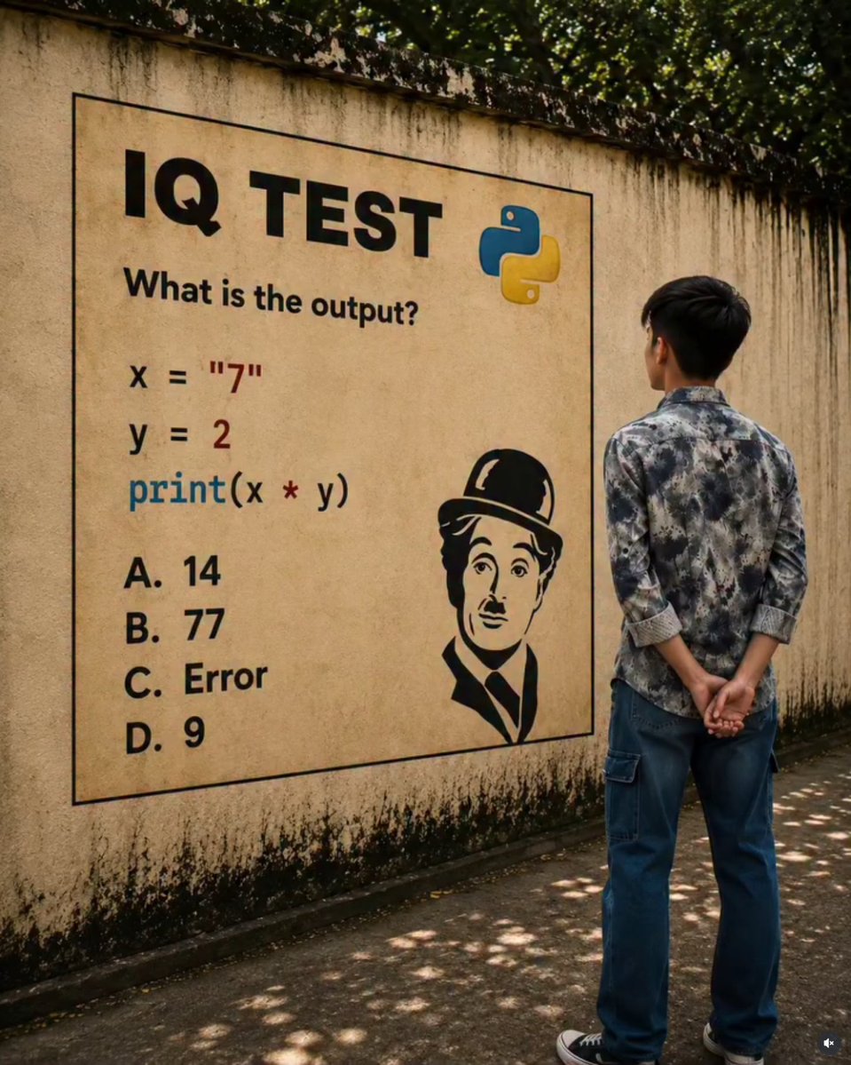 ThePyZone's tweet photo. Python IQ Test 🐍
95% of people answer this too quickly... and get it wrong. 👀
Can you predict the output without running the code?
💬 Comment only A, B, C or D
🚫 No Google
🚫 No IDE
✅ Use only your Python logic
Tag your coding partner and see who gets it right first. 🔥 https://t.co/XnccIhWOl6