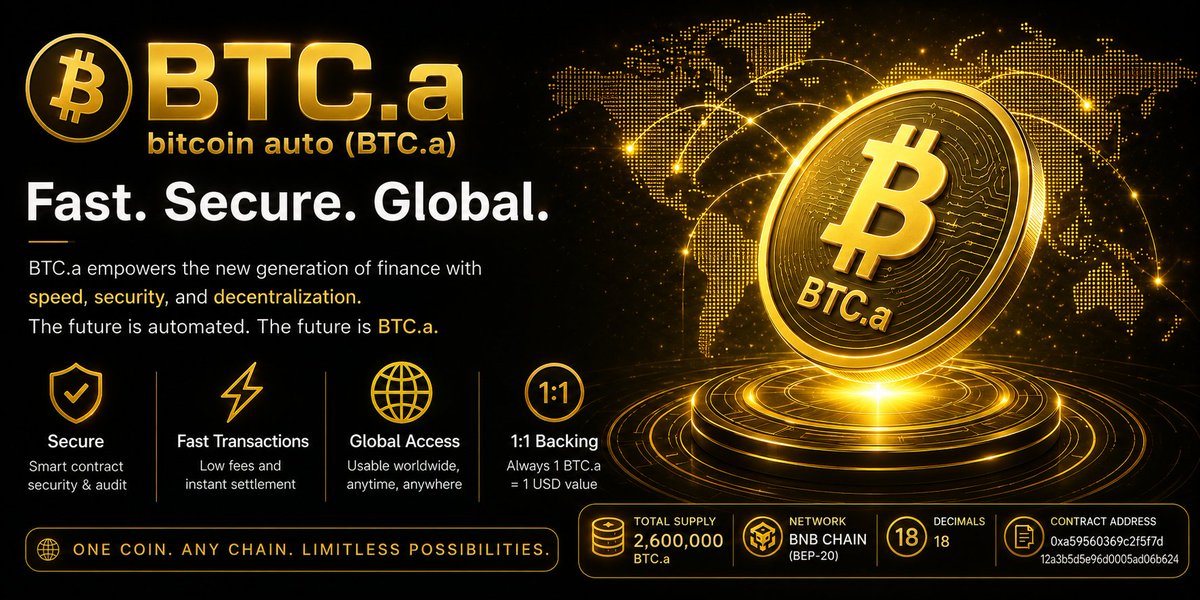 AutoBtc37914's tweet photo. BTC.a – Project Purpose

BTC.a is designed to simplify digital asset transactions through a secure, transparent, and decentralized ecosystem on BNB Smart Chain. Our mission is to provide fast, reliable, and accessible blockchain solutions while supporting innovation. https://t.co/Vg9NJBBi9S