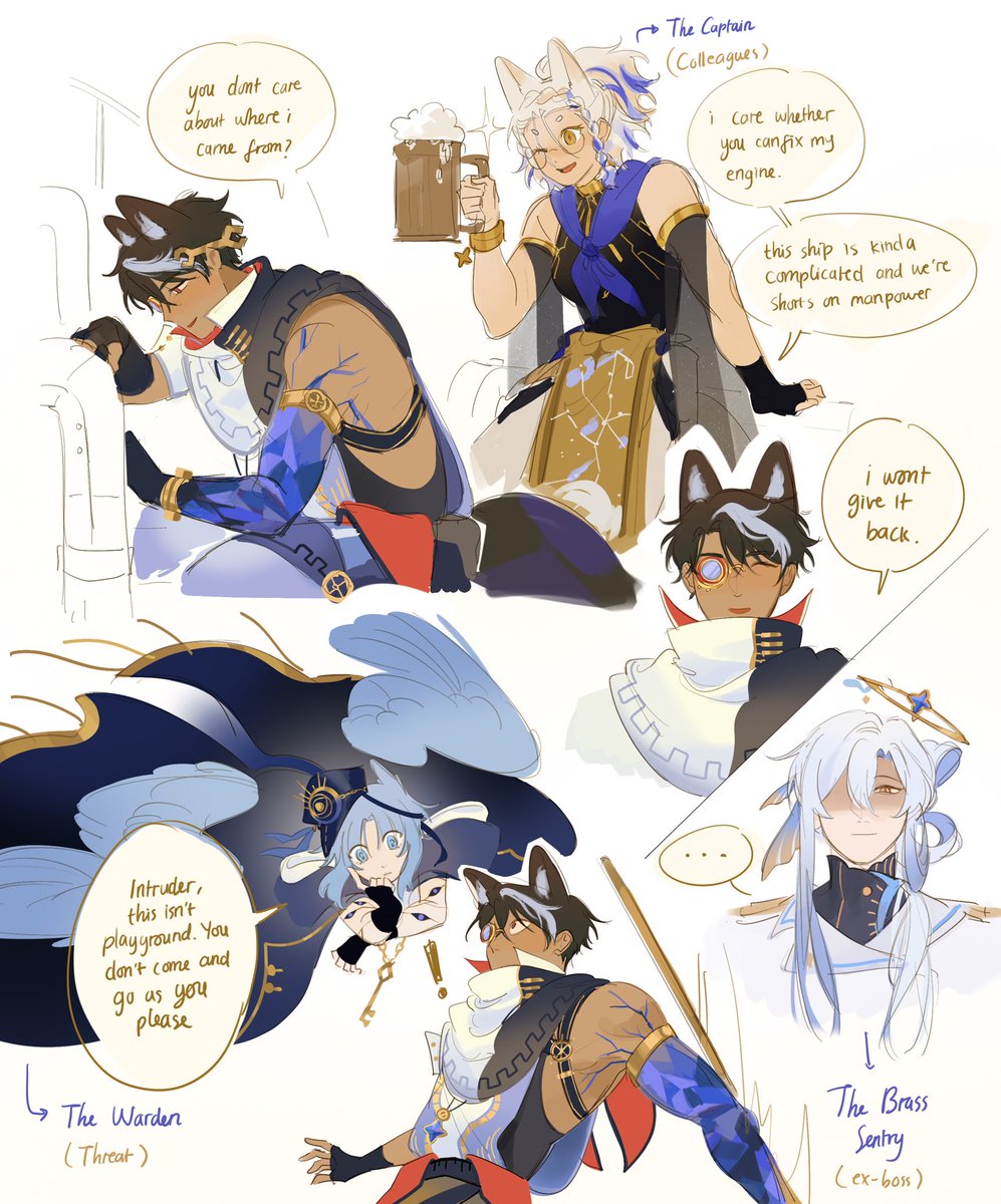 701wh4l3e's tweet photo. hemlo, @KFRNKM ! Welkam to my OCverse, Somni! :>>⭐️

Raka AKA The Scavenger, is a former Clockwork Engineer of Apho Company who became a fugitive after escaping with one of the Clockwork's key mechanisms. Now he works as the Argo Navis crew’s technician ^___^

#SecretOCverseTour https://t.co/zsnracUXcY