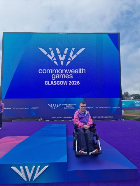 UniWestScotland's tweet photo. We're so proud of our UWS students and colleagues volunteering at the Glasgow 2026 Commonwealth Games! 👏 Student Stuart McCabe is having a fantastic time assisting the Sports Presentation and Ceremonies Team at Scotstoun Stadium. Brilliant work! 🌟 @Glasgow2026 @thecgf https://t.co/M7P5lx5A1y