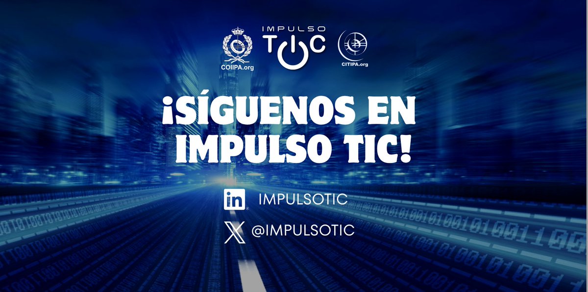 citipa's tweet photo. 📲 ¡Síguenos en nuestros perfiles de @impulsotic!

📢 ¡Centraremos las comunicaciones de los Colegios Profesionales de Ingeniería Informática desde esa cuenta!

🐦 Twitter: https://t.co/6vIa2zgJuy
💼 LinkedIn: https://t.co/ocFBqihxZT https://t.co/h30bdgFrww
