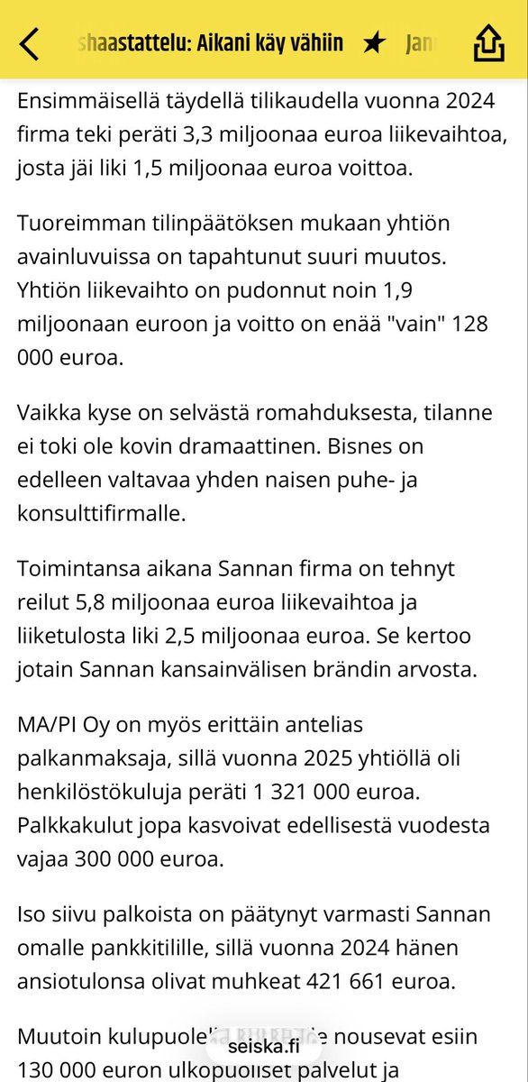 Truthfulflower's tweet photo. Laskuttanut 6 miljoonaa euroa firmallaan? 
Mistäköhän on laskutettu USAID, WEF globo toimeksiannoista kenties? 

Olisi kiva jos Elon Muskin DOGE tekisi tutkinnan kaikkien Euroopan poliittisten puhuvien päiden veroparatiisitileistä ja niiden rahaliikenteistä @elonmusk 🎯 https://t.co/jAtePIkumG