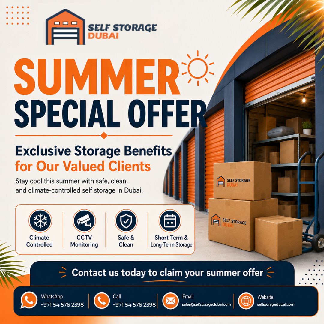MohsinStorage's tweet photo. ☀️ Summer Special Offer is Here! 📦

#SelfStorageDubai #SummerOffer #ClimateControlledStorage #DubaiBusiness #StorageSolutions #SecureStorage #MovingDubai #Declutter #DubaiLife #WarehouseStorage https://t.co/Ot3GnyHgeE