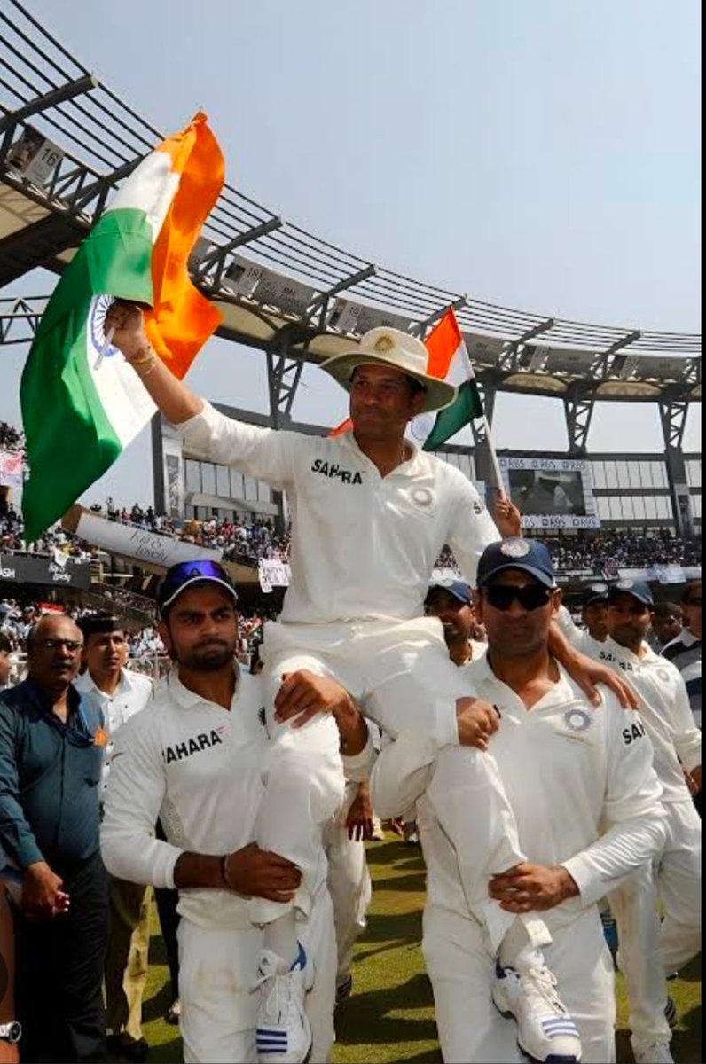 Sarthakh1845's tweet photo. Only SACHIN PAAJI got a chance to say Goodbye 👋 to TEST CRICKET in this manner

No 
(Dhoni, Yuvraj, Ashwin, Rohit, Virat, Pujara, Rahane) gets a Farewell Match 😑😑 https://t.co/Y7MgOqZTJm