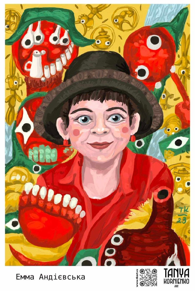 uatravelsinua's tweet photo. Gendermuseum та художниця Tanya Kornienko Art в проєкті #140_жінок України.
Поетка, художниця та письменниця Емма Андієвська Народилась у 1931 році в Донецьку (Сталіно). Її роботи відзначаються сюрреалістичним стилем. Мова її яскравих творів завжди нова з постійною впізнаваністю. https://t.co/ggGIxSrYY9