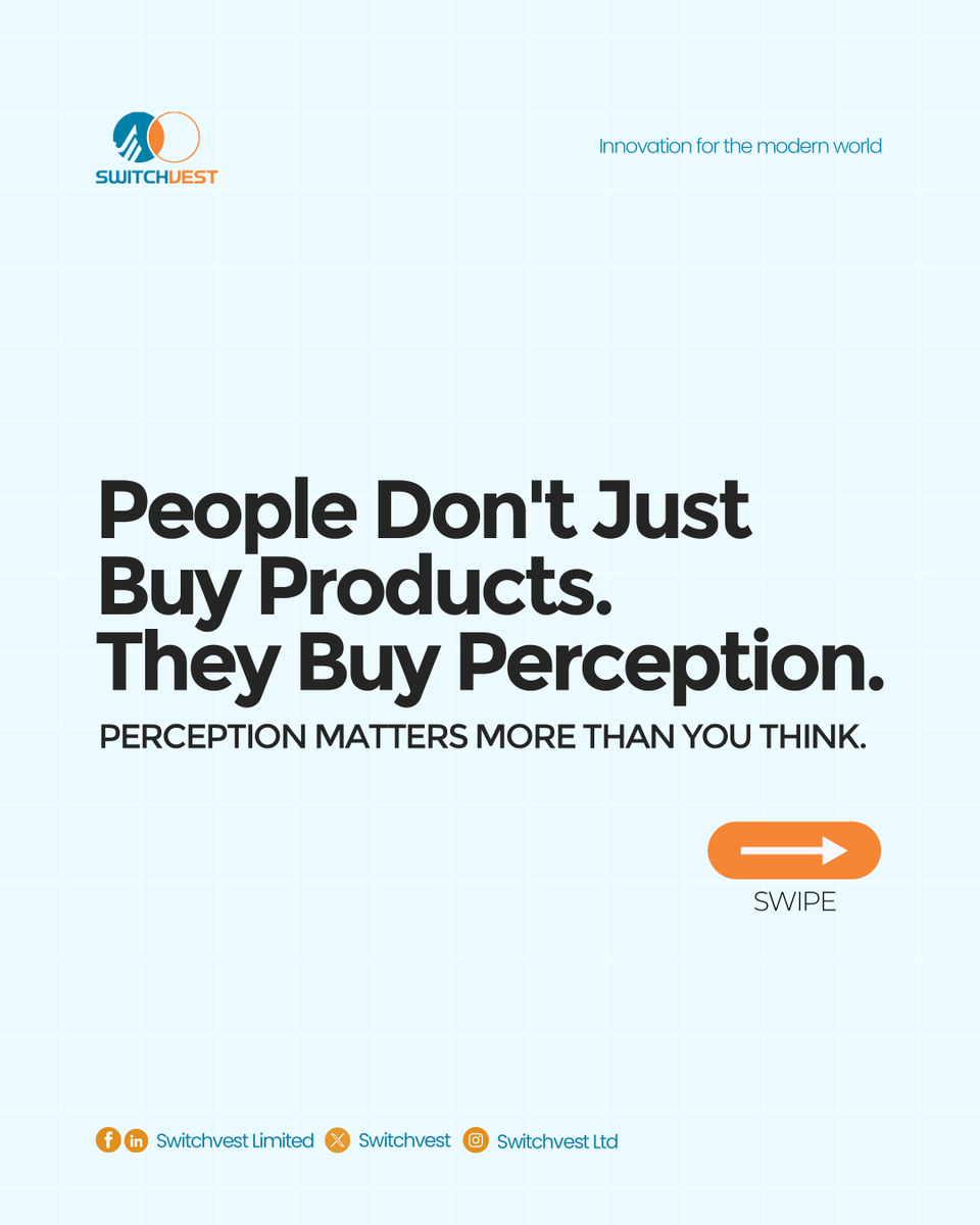switchvest's tweet photo. Before customers experience your service, they experience your brand.
Perception influences trust.
Trust influences decisions.
Decisions drive sales.
What does your brand say before you say a word?
π© Let's build a brand customers will choose.
#Branding #SwitchVest https://t.co/upBjjlu0B4