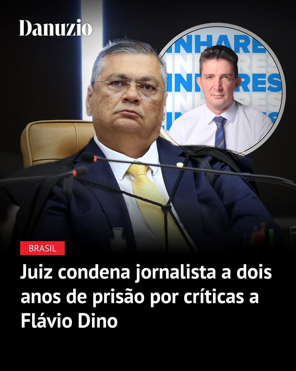 MachadoDarlon's tweet photo. 🚨🏛️⚖️  | O juiz Flávio Roberto Ribeiro Soares, do Maranhão, condenou o jornalista @joselinharesjr a dois anos e quinze dias de detenção por críticas feitas a Flávio Dino nas redes sociais. A pena de prisão foi substituída por prestação de serviços à comunidade. A ação penal teve origem em uma postagem de junho de 2021. Na ocasião, o jornalista chamou o então governador de vagabundo e questionou a apropriação política da campanha de vacinação contra a covid na capital maranhense. O processo foi movido pelo Ministério Público estadual sob a acusação de injúria e difamação. Na sentença, o magistrado rejeitou a tese da defesa de que a publicação estaria amparada pela liberdade de expressão e pelo direito à crítica política. O juiz classificou o texto da postagem como um puro insulto pessoal. O réu poderá recorrer da condenação em liberdade. O jornalista classificou a decisão como injusta e desproporcional. A defesa rebateu a sentença resgatando o histórico retórico do próprio ministro do STF e lembrou que Dino já usou palanques para chamar Jair Bolsonaro de demônio, José Sarney de câncer e Roseana Sarney de nazista, sem enfrentar o mesmo rigor judicial e sem ser punido pelo tribunal. O caso reacende o alerta sobre o avanço da censura e da perseguição judicial no Brasil. A punição estatal contra profissionais de imprensa que adjetivam políticos do establishment consolida um ambiente de insegurança jurídica e de asfixia da liberdade de expressão no país.

▶ @danuzioneto 🔰