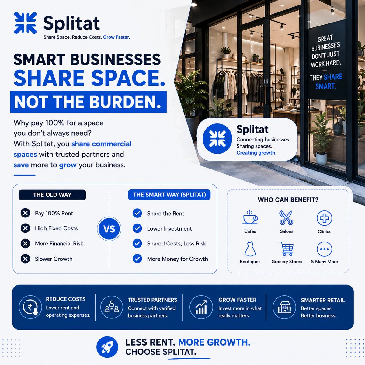 SplitatOfficial's tweet photo. Why pay 100% for a space you don’t always need? 💸
Share the space. Share the cost. Grow smarter. 🚀
Splitat helps businesses make commercial space more affordable through smart sharing.
#Splitat #BusinessGrowth #SmartBusiness https://t.co/PqwBPrUzur