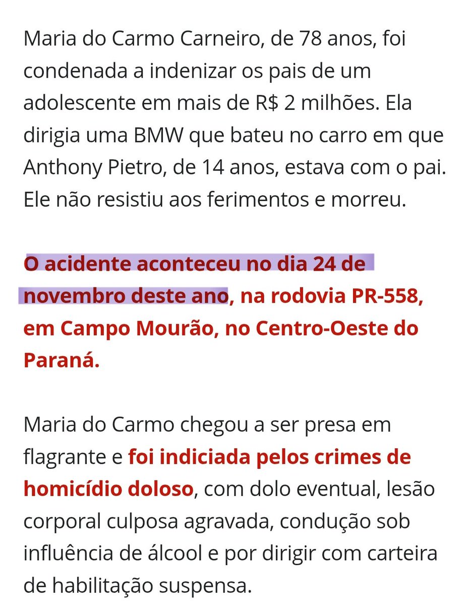 NightFall_SG's tweet photo. Ninguém revisa antes de publicar não @g1?
Mulher de 78 anos que dirigia BMW em acidente que matou adolescente no PR é condenada a pagar R$ 2 milhões em indenização aos pais da vítima | G1 https://t.co/Xc0C54c3aE https://t.co/LmPOElBVtN