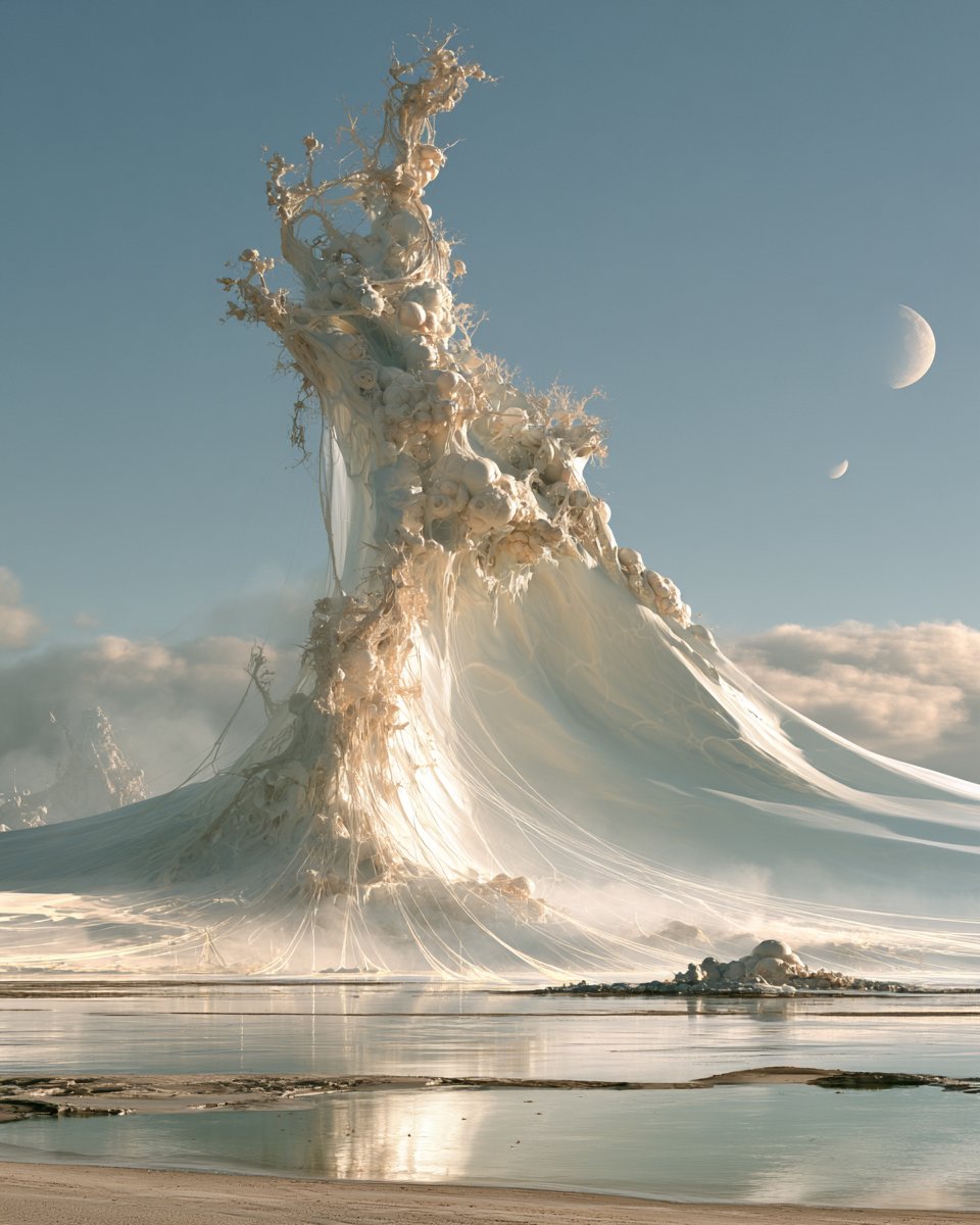 Surreal White Veil Mountain Landscape
