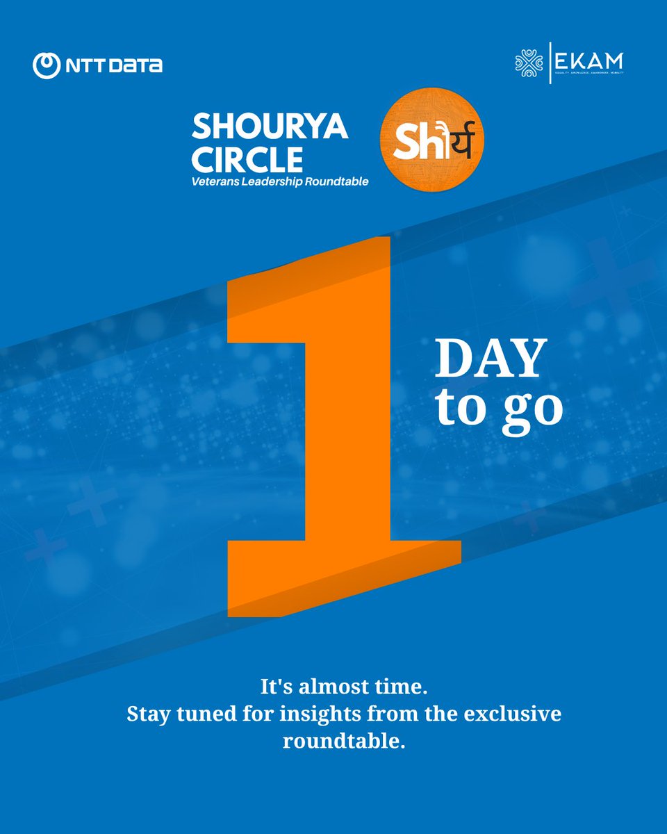 Ekam_inc's tweet photo. ⏳ 1 Day to Go!
Leadership doesn't retire. It evolves.

Tomorrow, Shourya Circle brings veteran leaders together for an exclusive roundtable: Leadership in the Age of AI.

Human intelligence x Machine intelligence.
The dialogue begins.

Presented by @Ekam_inc  x @NTTDATA_APAC https://t.co/AmjCjWRuuu