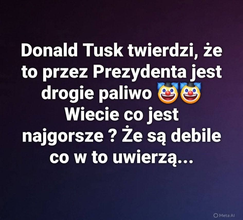 TomczakIrena's tweet photo. PREZYDENT nie podpisał ustawy o PALIWIE, bo TUSK chciał OPODATKOWAĆ przedsiębiorstwa nowym podatkiem od 1 marca mimo że mamy prawie SIERPIEŃ. PRAWO nie działa WSTECZ tak powiedział PREZYDENT https://t.co/fpVJkL00k8