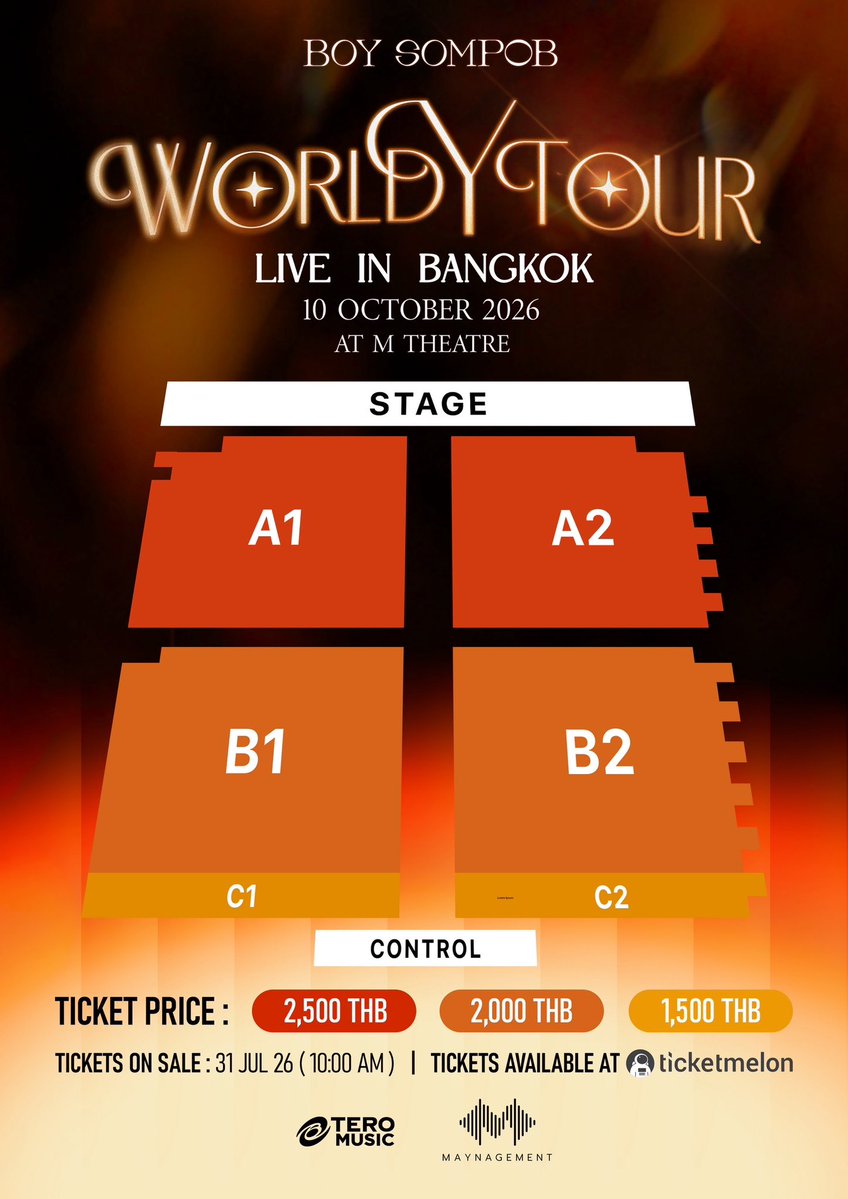 BoySompob's tweet photo. บัตรเหลือไม่ถึง 10 % แล้วนะ
คอนเสิร์ตที่รวมตัวกันแบบนี้ไม่ได้มีบ่อยๆ รีบกดก่อนบัตรหมด (บัตรมีจำนวนจำกัด)

🚨ซื้อบัตรได้แล้ววันนี้! ที่ Ticketmelon
🎫  https://t.co/PGKQPAapgP
บัตรราคา : 2,500 / 2,000 / 1,500 ฿

#BoySompobWorldYTourLiveinBangkok https://t.co/OSD60XypDi