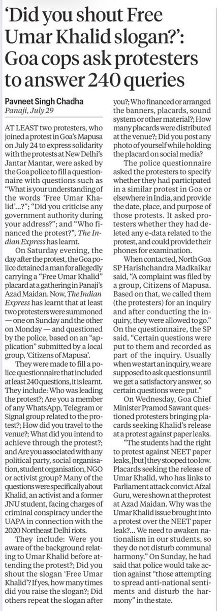 SushantSin's tweet photo. Umar Khalid has not been convicted of any crime. His trial has not even been started. On what basis is asking for a scholar to be free after six years in jail, without any trial, a crime in this BJP ruled state? https://t.co/LG84WYUt4E