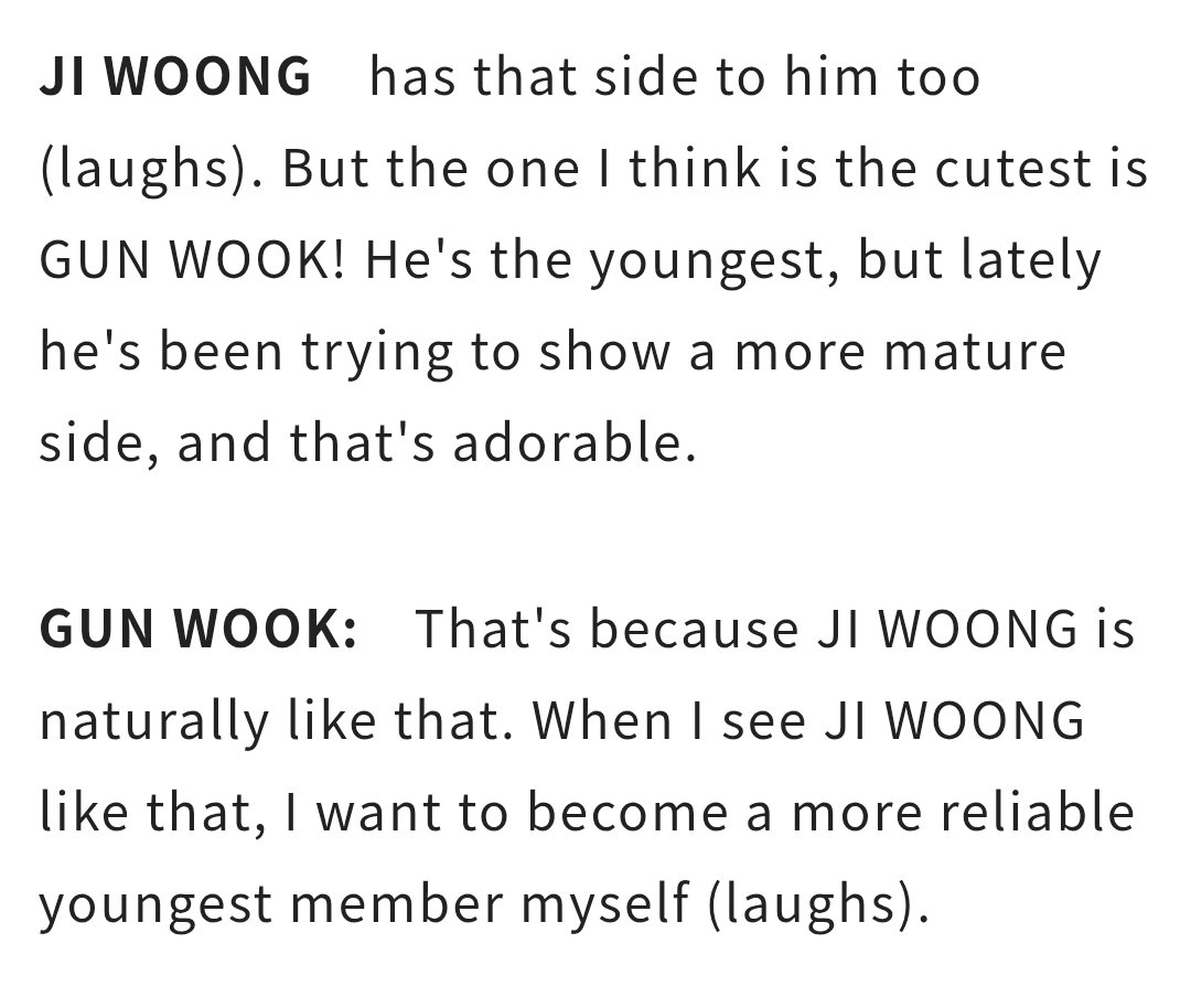 gunxhism's tweet photo. jiwoong saying that gunwook is trying to show a more mature side lately and gunwook saying its bcs when he sees his jiwoong hyung he wants to be that reliable maknae for him awww my woonggunz 🥹 https://t.co/uWm4cSuK82