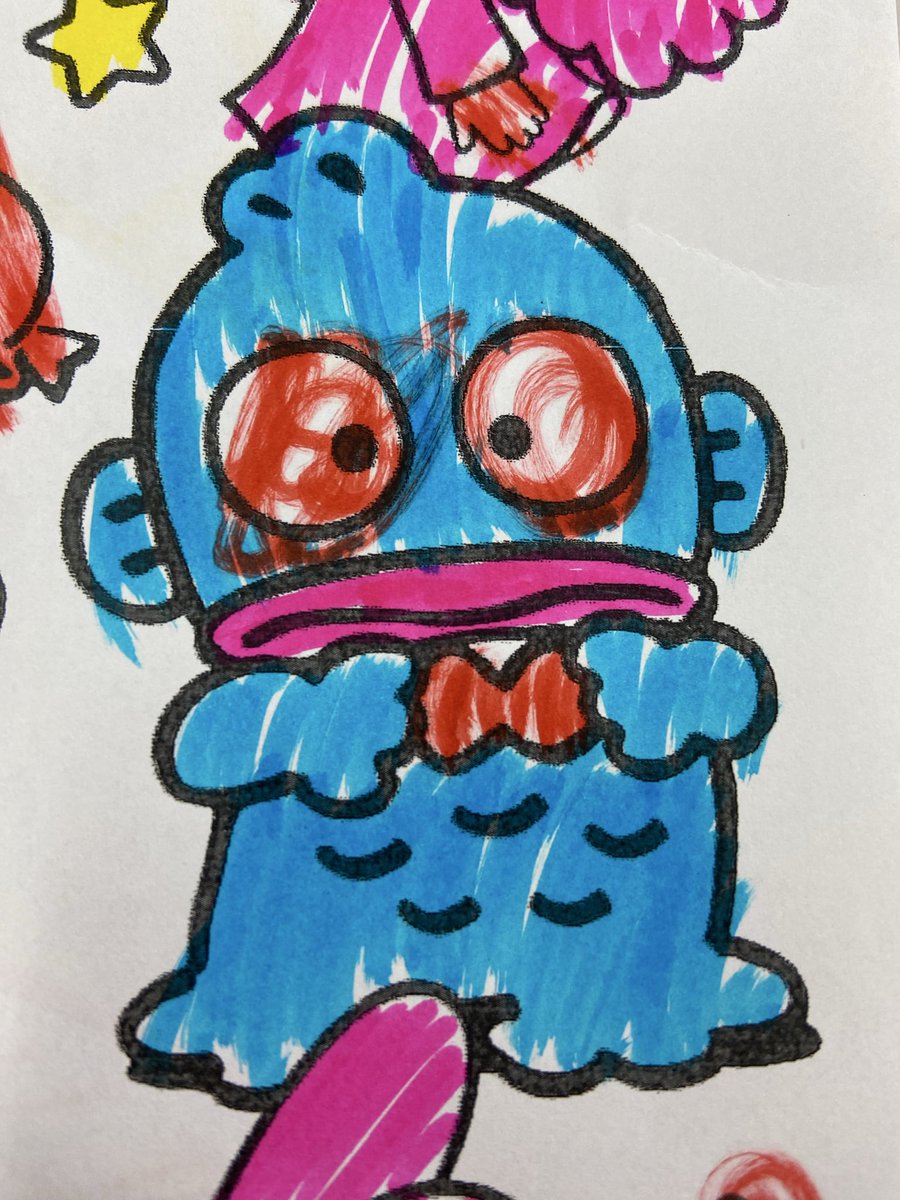 sya1526's tweet photo. お絵描きタイムに色塗りしたのに塗ってないとこ付け足されてグロくなってる…俺のドンが…… https://t.co/NmVrqUXIYp
