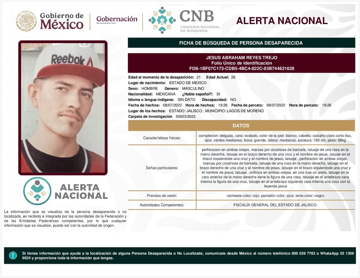 MetroCDMX's tweet photo. Si tienes información para localizar a las siguientes personas: 

Jesús Abraham Reyes Trejo
Ahizor Roberto Rocha Garay
Camila Alhely Castañeda Zúñiga
Melanie Esmeralda Solorzano Martínez

Comunícate con la Comisión de @Busqueda_MX, mediante el número telefónico:
☎️ 800 028 7783 

Agradecemos tu apoyo y colaboración. #AlertaNacionalDeBúsqueda