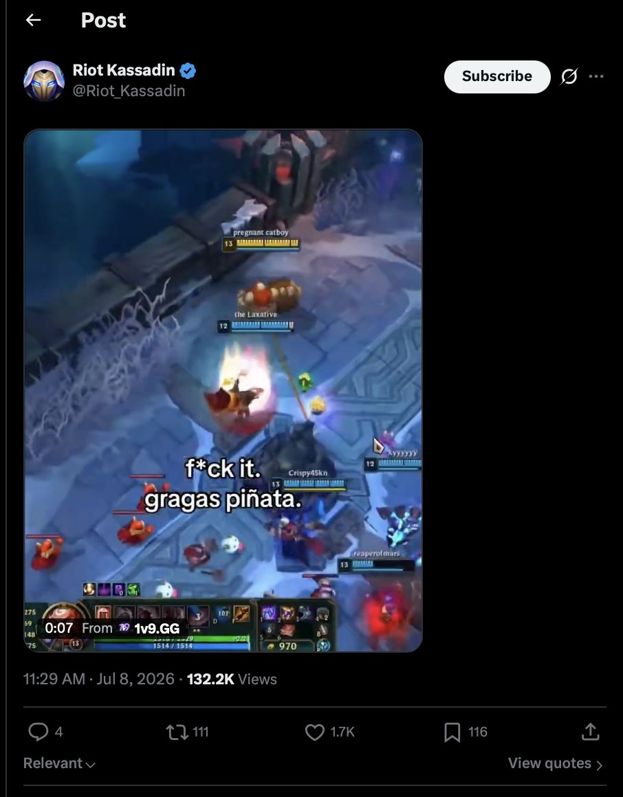 dopatonelol's tweet photo. Not once, but TWICE have you and riot kassadin reuploaded my content (which didn't even pop off that hard) and cropped my name out? Cmon man. Don't make me private the video because this is ridiculous https://t.co/ijcoENo4o3