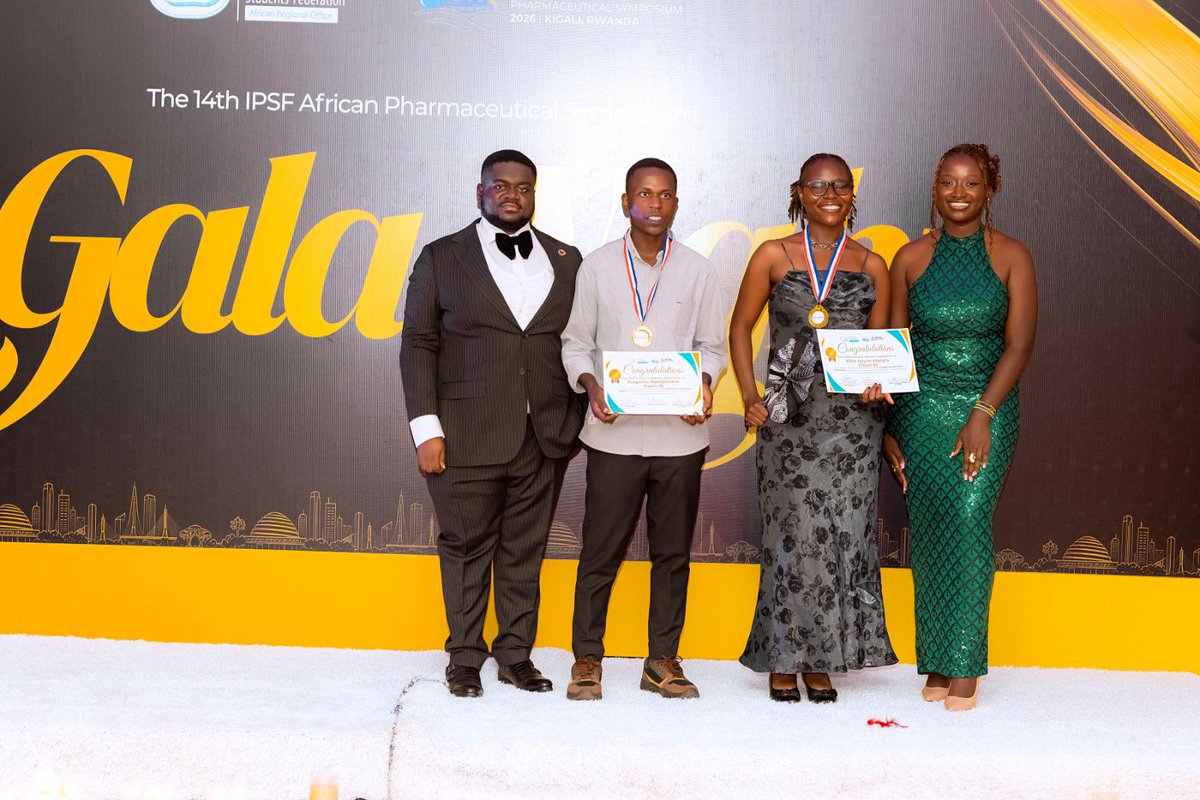 RPSARwanda's tweet photo. A huge congratulations to our members for their outstanding performance at #AfPS2026.

We achieved:
🥇&amp;🥈 Industrial Skills Event
🥈 Patient Counselling Event
🥈&amp;🥉 Innovation and Digital Health in Pharmacy

Your skill and professionalism made RPSA proud on the continental stage. https://t.co/u4s9GZmevR