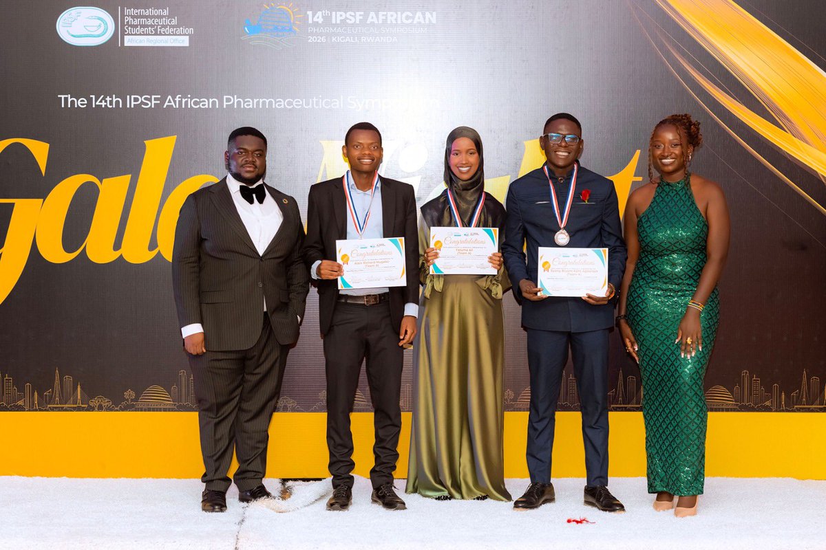 RPSARwanda's tweet photo. A huge congratulations to our members for their outstanding performance at #AfPS2026.

We achieved:
🥇&amp;🥈 Industrial Skills Event
🥈 Patient Counselling Event
🥈&amp;🥉 Innovation and Digital Health in Pharmacy

Your skill and professionalism made RPSA proud on the continental stage. https://t.co/u4s9GZmevR
