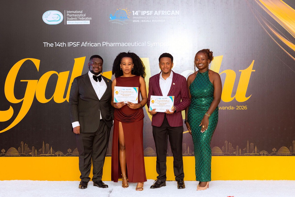 RPSARwanda's tweet photo. A huge congratulations to our members for their outstanding performance at #AfPS2026.

We achieved:
🥇&amp;🥈 Industrial Skills Event
🥈 Patient Counselling Event
🥈&amp;🥉 Innovation and Digital Health in Pharmacy

Your skill and professionalism made RPSA proud on the continental stage. https://t.co/u4s9GZmevR