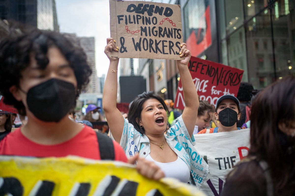 altermidya's tweet photo. #SONA2026 | Filipino progressive groups in the US protest on July 27 against the Marcos Jr. administration’s human rights violations, military defense deals and lack of support for Filipinos facing Immigration and Customs Enforcement  (ICE) detention and deportation. https://t.co/GAr3PuIcYy