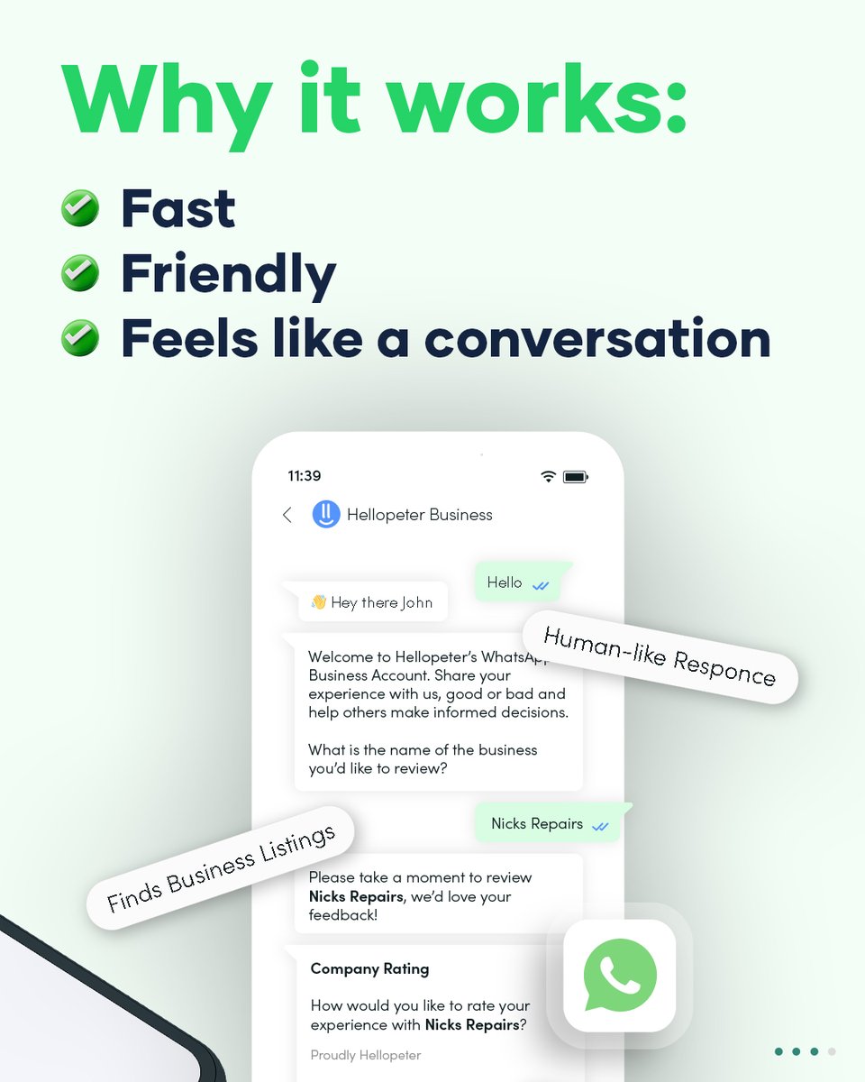 hellopetercom's tweet photo. WhatsApp remains the #1 way Hellopeter reviewers prefer to have their say.
Have you tried it for your business yet?
#WhatsAppReviews #WhatsAppChatbot #HellopeterReviews #CustomerFeedback https://t.co/8KgN0Md2Z2