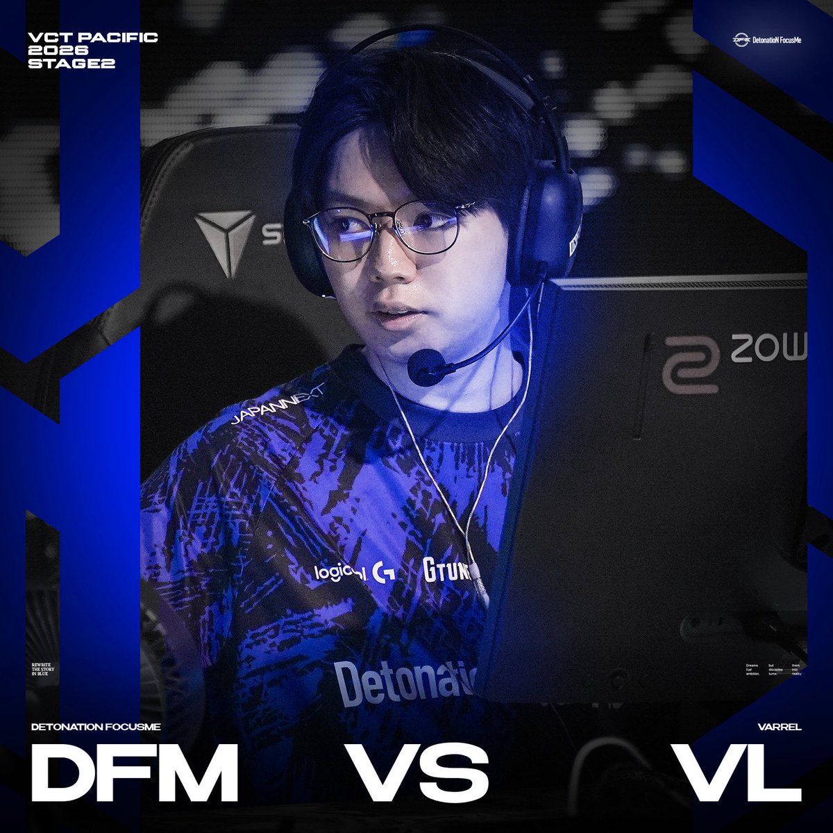 DFM_VALORANT's tweet photo. #VCTPacific 2026 STAGE 2 DAY 9

Match 1
17:00 vs VARREL

DIRECT PLAYOFFS ARE STILL WITHIN REACH.

🔴https://t.co/rLV7ZUgB8d
🟣https://t.co/b7MMebBKjn

#DFMWIN #DFM_VALO https://t.co/dwUzIc3DEM